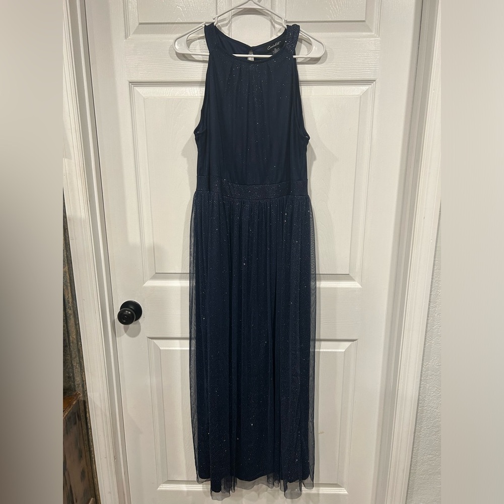 Navy Sparkle Sleeveless Maxi Dress
